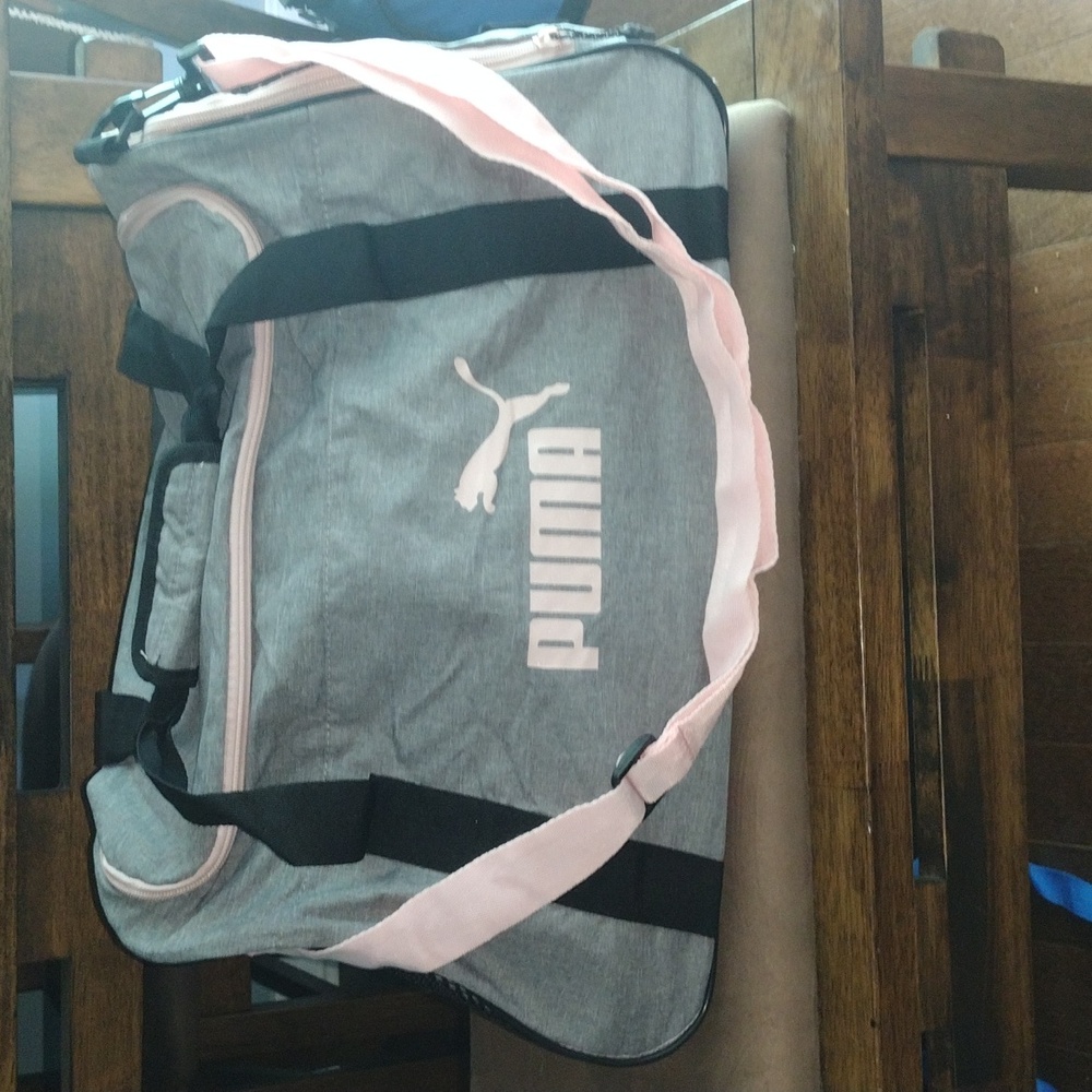 PUMA Pink And Gray Duffle Travel Bag